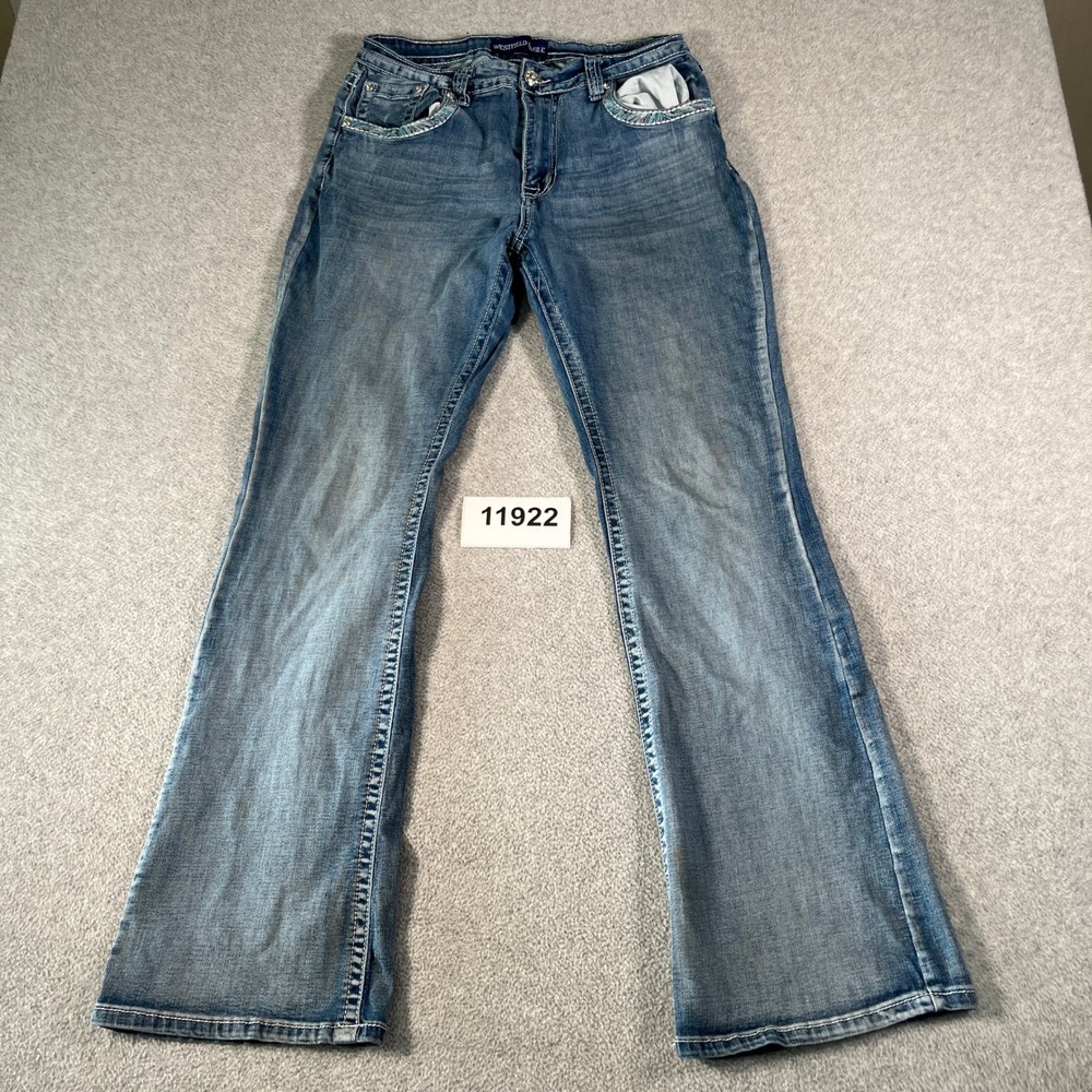 Westfield Eagle Bootcut Jeans Womens 30x30 Blue Denim Embroidered Sequin Studded
